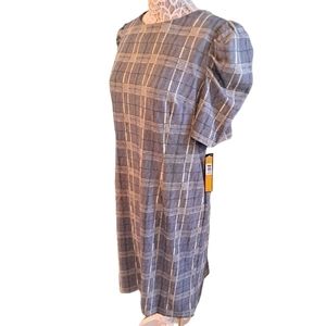 NWT ILE New York Balloon Short Sleeves Scoop Neck Navy,White,Yellow Plai…